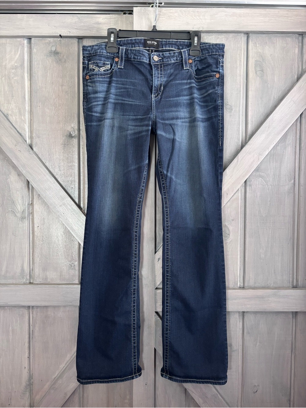Big Star Maddie Boot dark Wash western rodeo festival sparkle stitch pocket 36L